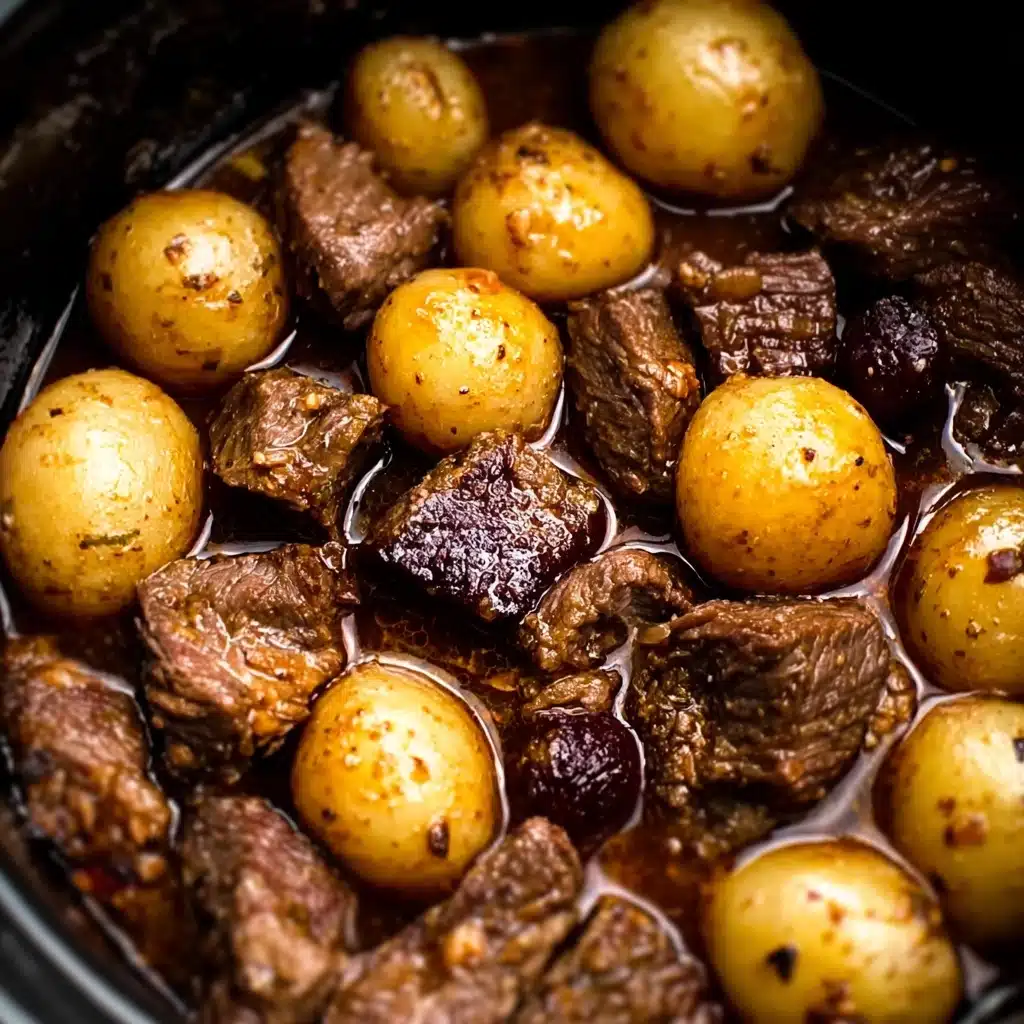 crockpot garlic butter beef bites with potatoes Recipe