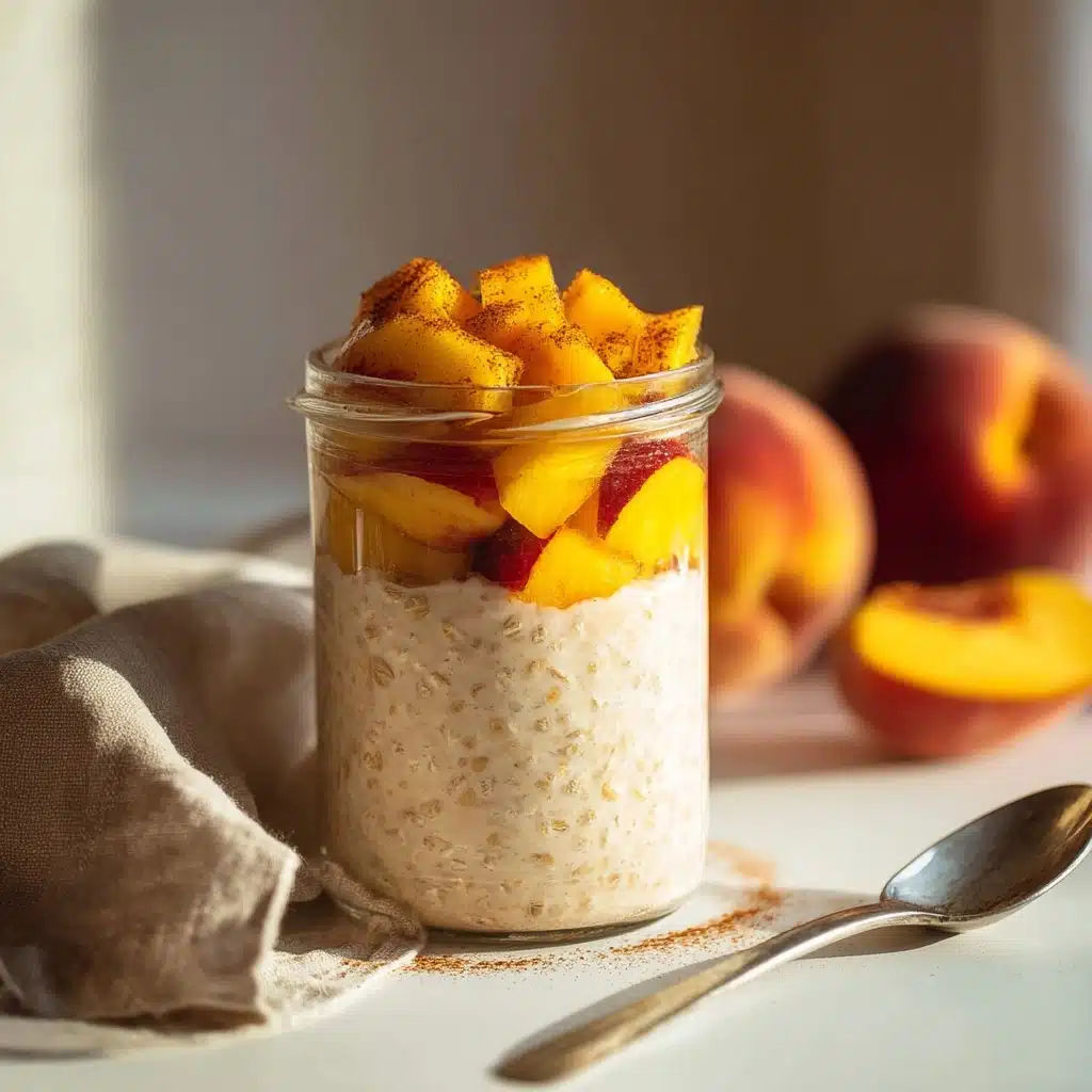 Creamy Easy Peaches and Cream Overnight Oats Recipe - Recipe Image