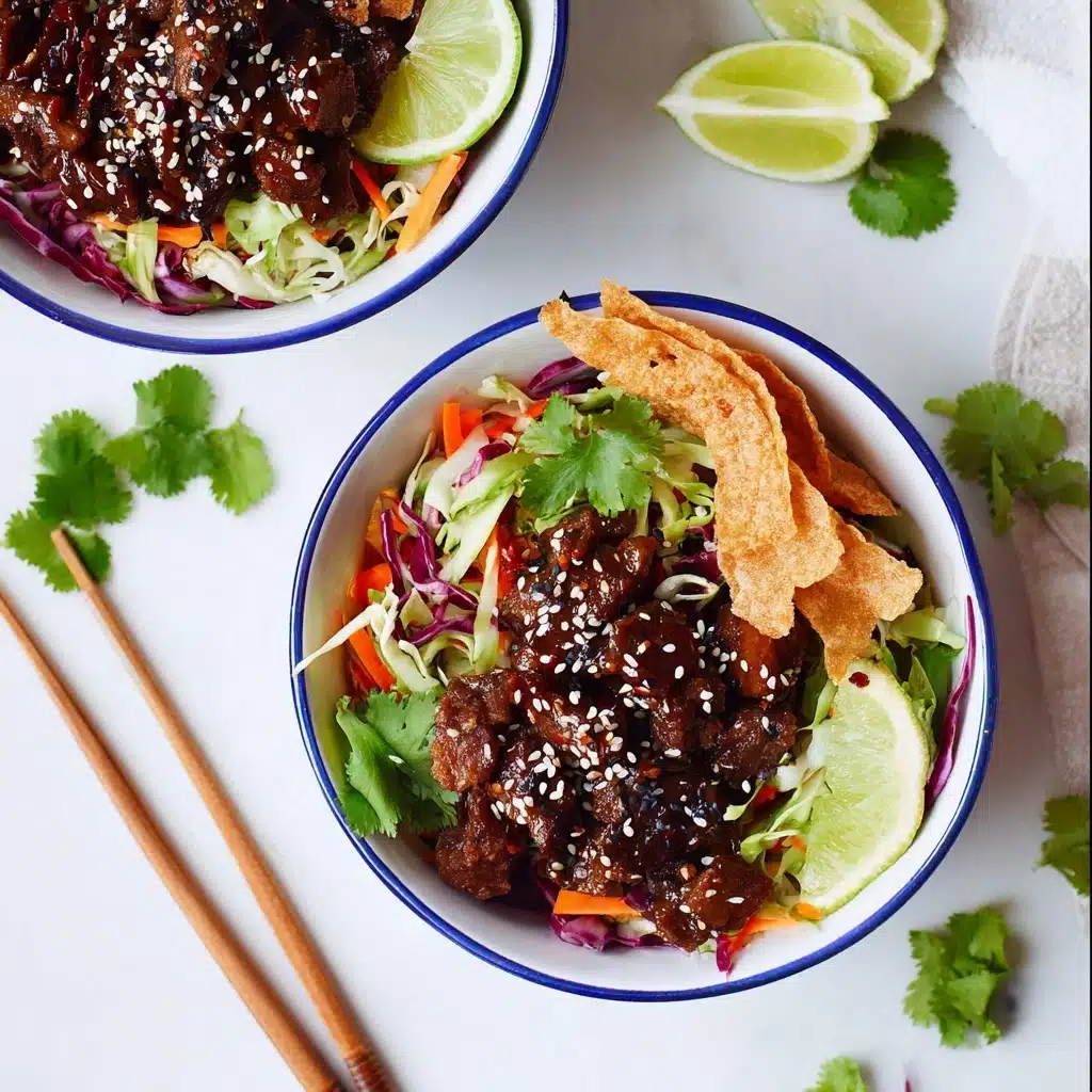 Teriyaki Chicken Wonton Taco Bowls Recipe - Recipe Image