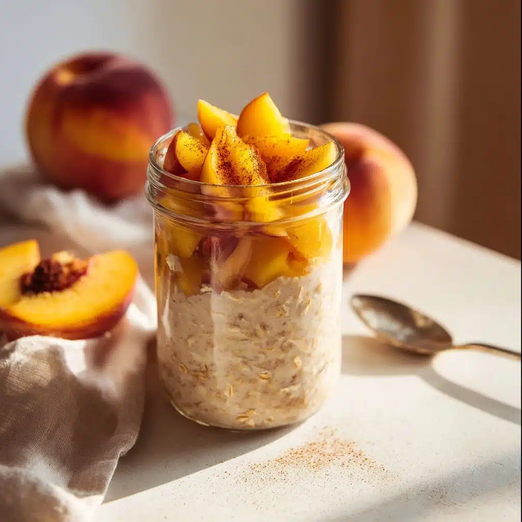 Creamy Easy Peaches and Cream Overnight Oats Recipe - Recipe Image