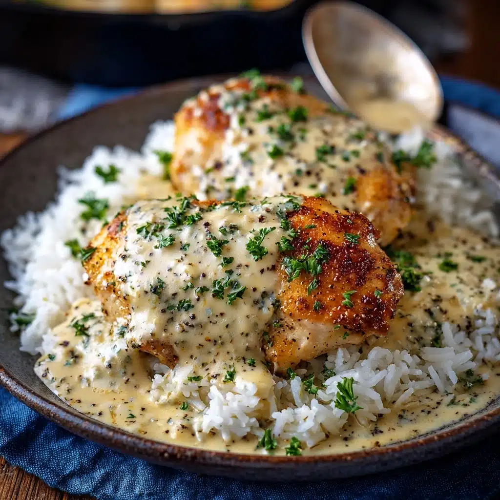 Creamy Smothered Chicken And Rice Recipe - Recipe Image