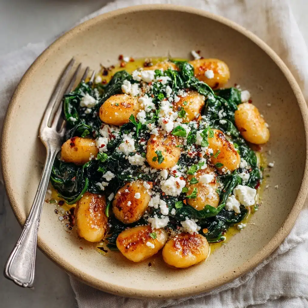 Crispy Gnocchi With Spinach And Feta Recipe - Recipe Image