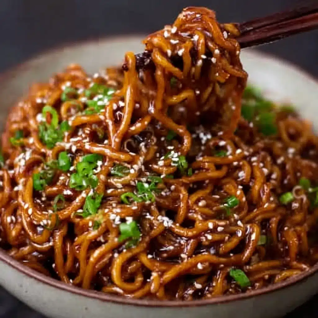 Sticky Garlic Chicken Noodles Recipe - Recipe Image