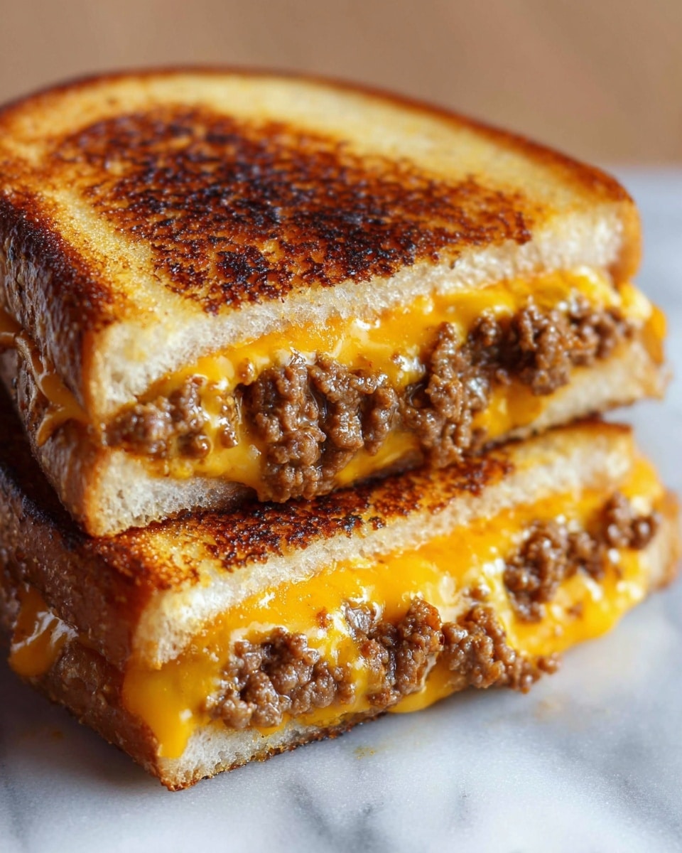 A close-up of a glass dish filled with a layered casserole. The bottom layer has cooked ground beef mixed with black beans, dark brown in color and chunky in texture. Above this is a layer of melted yellow-orange cheddar cheese. On top of the cheese are crunchy yellow tortilla chips spread unevenly. The casserole is garnished with shredded bright green lettuce, halved red cherry tomatoes, and sliced green jalapeños. A dollop of white sour cream sits on the lettuce. A silver spoon is scooping up some of the casserole, showing all the layers clearly. The dish is placed on a white marbled surface. photo taken with an iphone --ar 4:5 --v 7