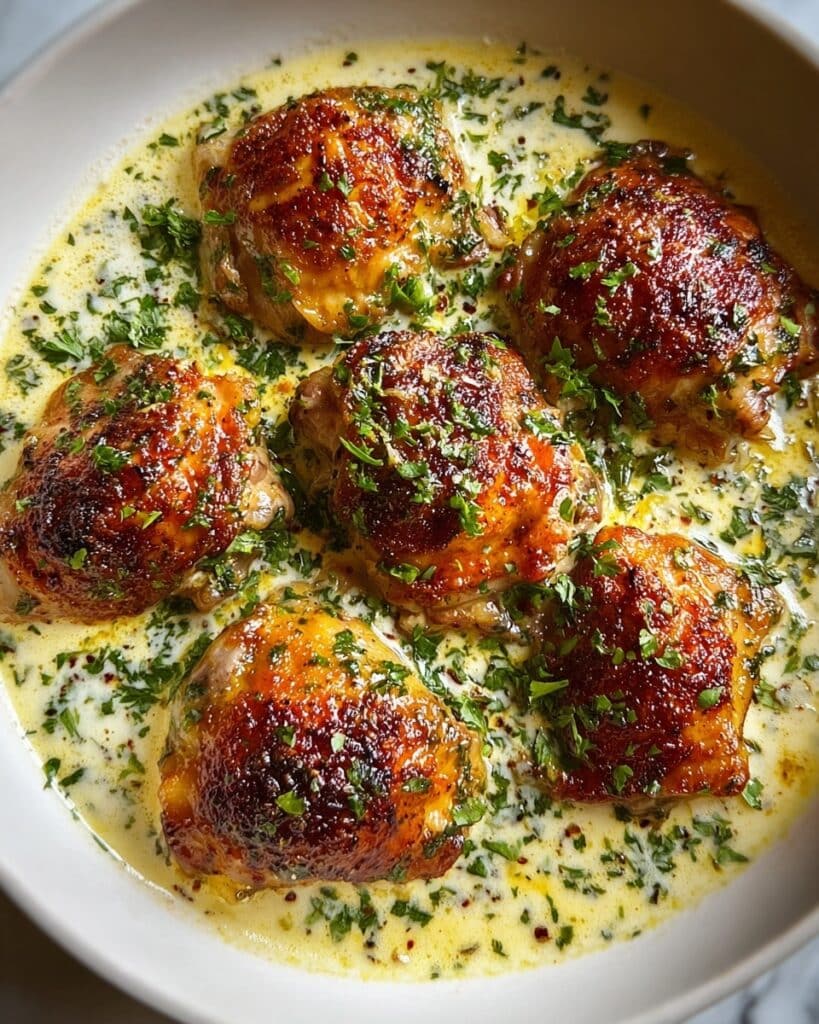Chicken Thighs with Creamy Garlic Sauce Recipe