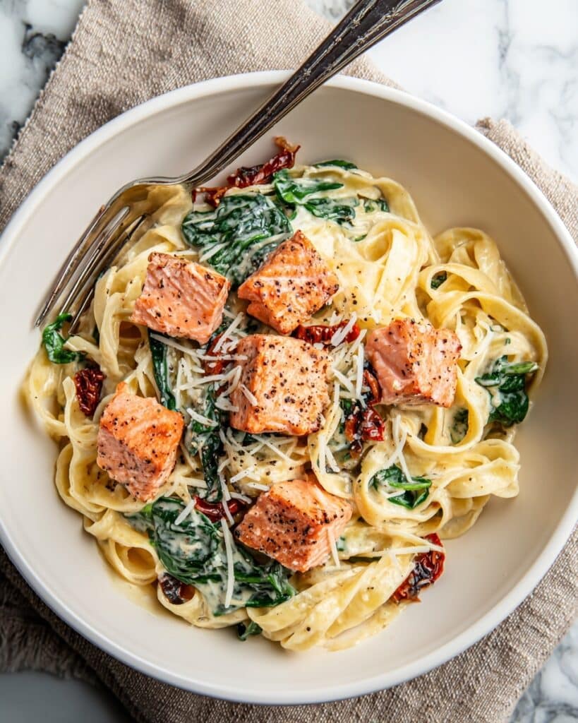 Creamy Tuscan Salmon Pasta Recipe