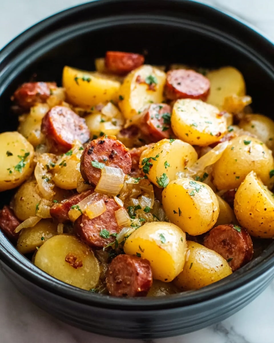 Crockpot Cheesy Potatoes and Kielbasa Recipe