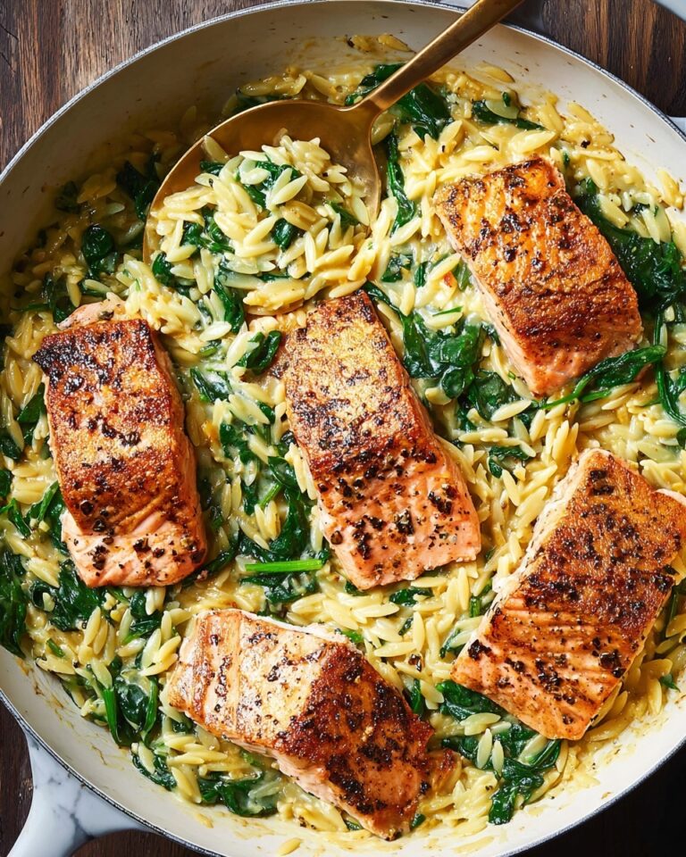One Skillet Salmon with Lemon Orzo Recipe