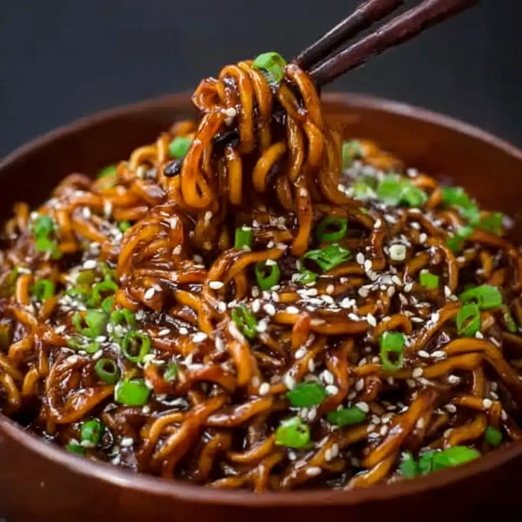 Sticky Garlic Chicken Noodles Recipe - Recipe Image