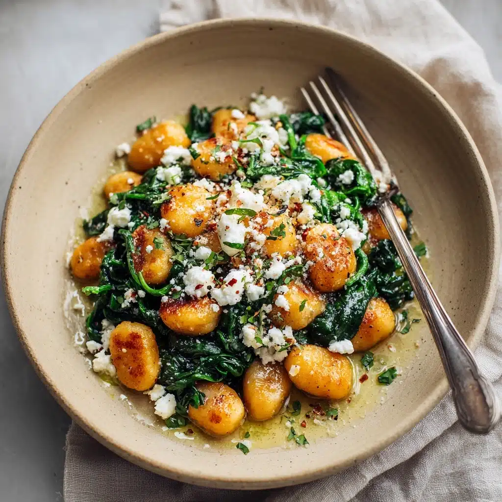 Crispy Gnocchi With Spinach And Feta Recipe - Recipe Image