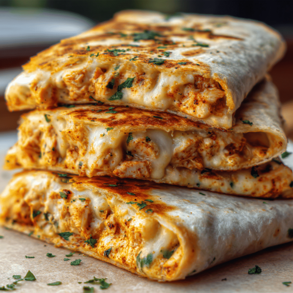 Cheesy Garlic Chicken Wraps Recipe - Recipe Image