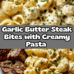 Steak Bites and Shell Pasta in Garlic Butter Alfredo Sauce Recipe